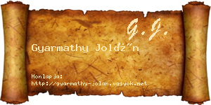 Gyarmathy Jolán névjegykártya
